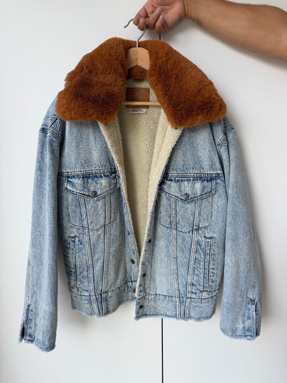 Levi’s Sherpa Trucker Jacket Brown Faux Fur Collar – S